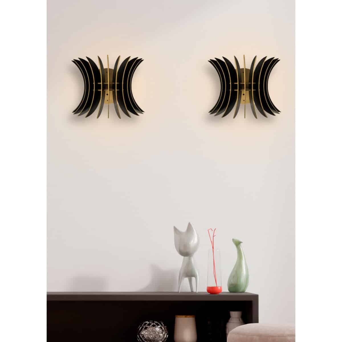 ΣΕΤ ΑΠΛΙΚΕΣ ΤΟΙΧΟΥ 2ΤΜΧ ΞΥΛΙΝΕΣ ΑΠΟ MDF ΜΑΥΡΟ HM7380.03 28x20x20Υ εκ. - Image 2