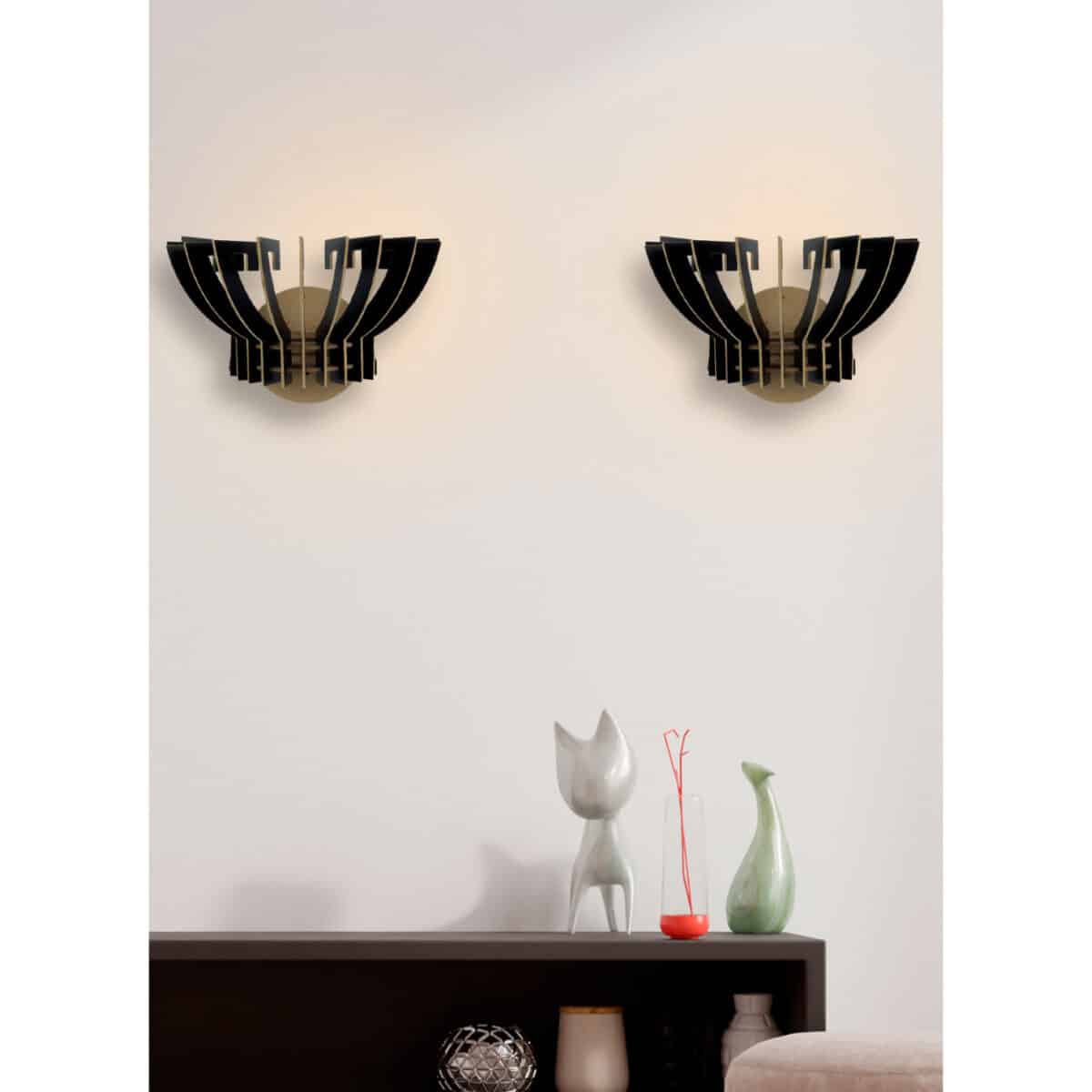 ΣΕΤ ΑΠΛΙΚΕΣ ΤΟΙΧΟΥ 2ΤΜΧ ΞΥΛΙΝΕΣ ΑΠΟ MDF ΜΑΥΡΟ HM7382.03 32x22x19Υ εκ. - Image 2