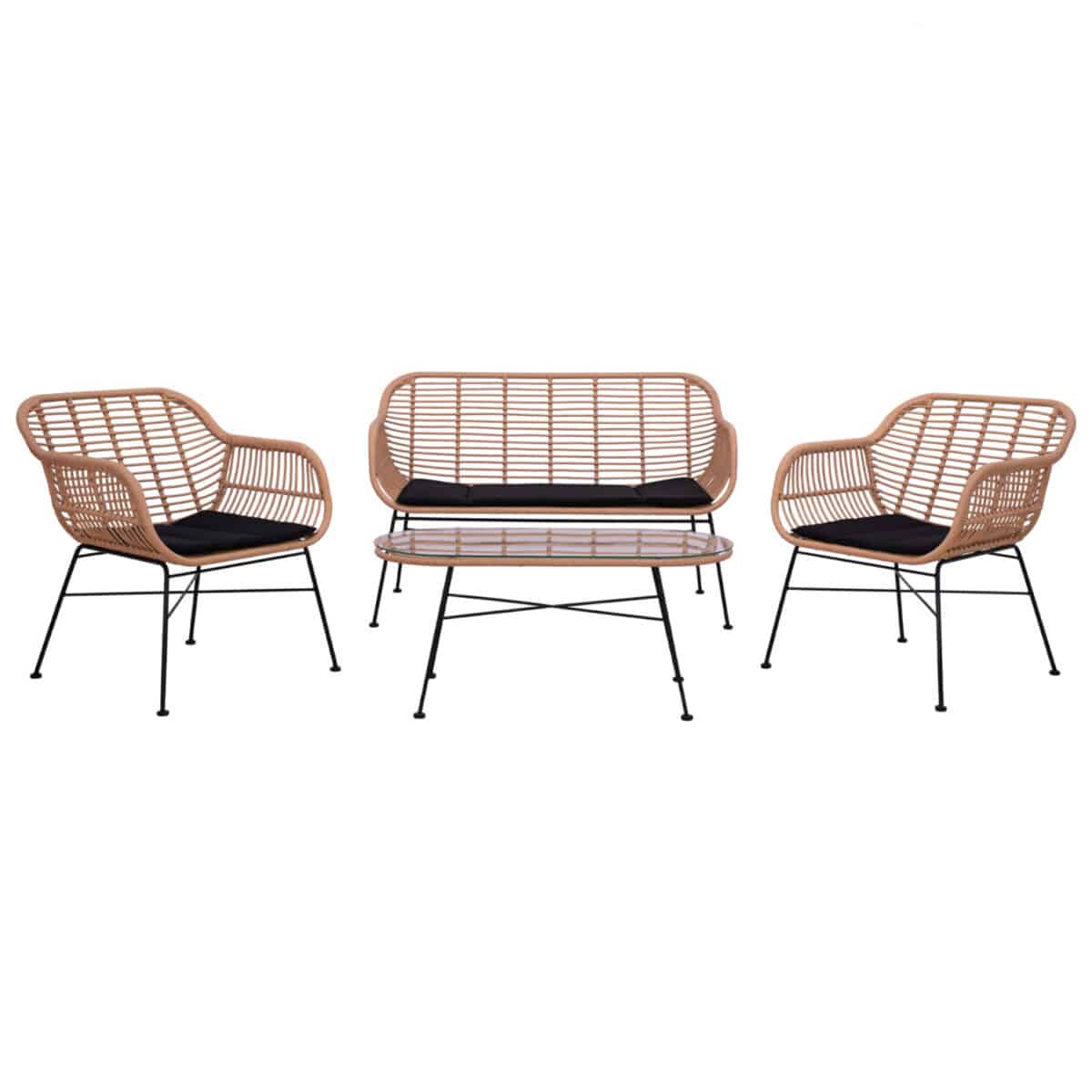 ΣΕΤ ΣΑΛΟΝΙ 4ΤΜΧ ALLEGRA HM5460 ΜΕΤΑΛΛΟ & WICKER ΣΕ ΜΠΕΖ ΧΡΩΜΑ - Image 6