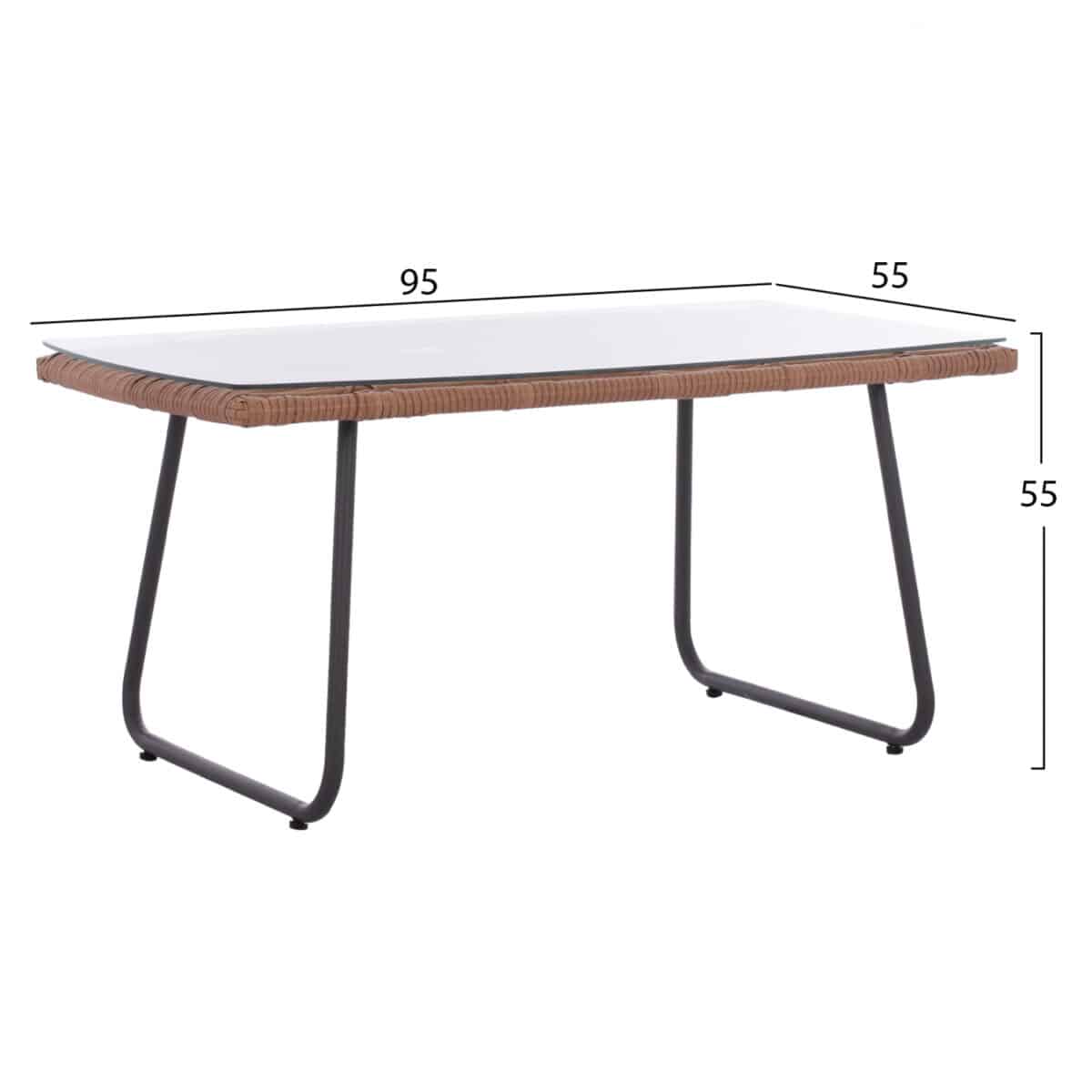 ΣΕΤ ΣΑΛΟΝΙ 4ΤΜΧ ΜΕΤΑΛΛΙΚΟ ΜΕ WICKER ΣΚΟΥΡΟ ΓΚΡΙ - ΜΠΕΖ HM5530 - Image 4