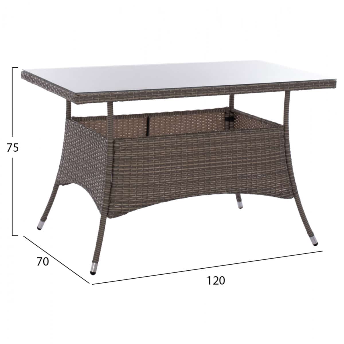 ΣΕΤ ΤΡΑΠΕΖΑΡΙΑΣ 5ΤΜΧ ΤΡΑΠ. 120X70 & ΠΟΛΥΘΡΟΝΕΣ WICKER RATTAN ΓΚΡΙ HM11711.31 - Image 2