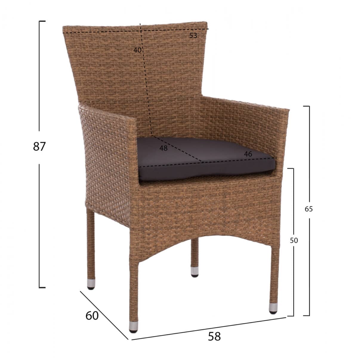 ΣΕΤ ΤΡΑΠΕΖΑΡΙΑΣ 5ΤΜΧ ΤΡΑΠ. 150Χ90 & ΠΟΛΥΘΡΟΝΕΣ WICKER RATTAN ΜΠΕΖ ΚΑΦΕ HM11714.02 - Image 3