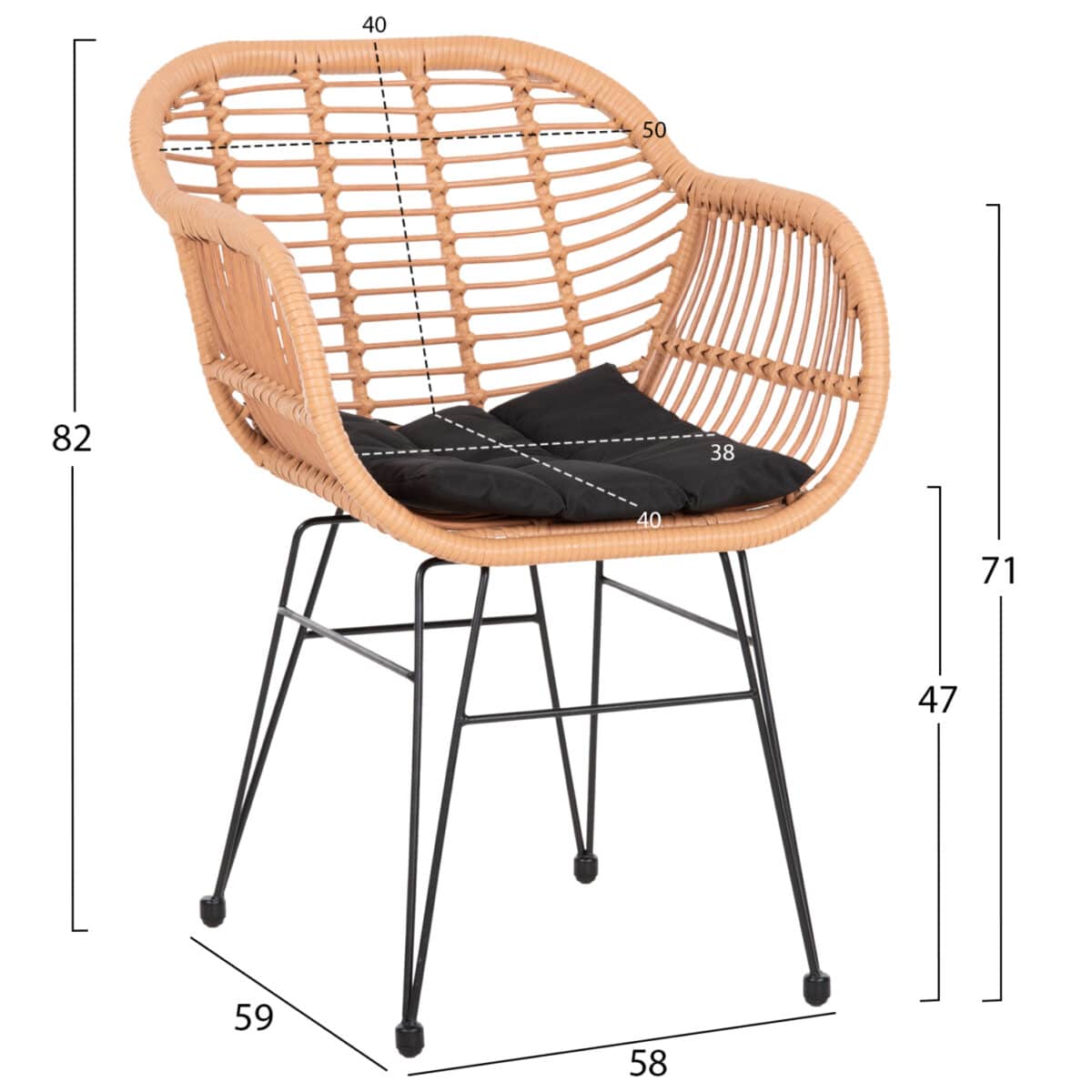 ΣΕΤ ΤΡΑΠΕΖΑΡΙΑΣ 7ΤΜΧ ALLEGRA HM10495 WICKER ΜΠΕΖ-ΜΕΤΑΛΛΟ ΜΑΥΡΟ - Image 3