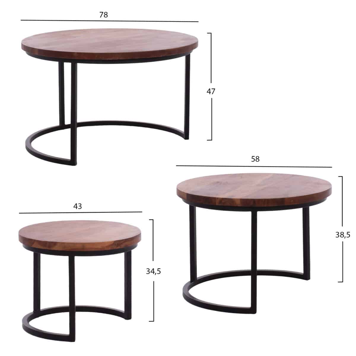 ΣΕΤ ΖΙΓΚΟΝ OBI HM9255 ΑΠΟ ΜΑΣΙΦ ΞΥΛΟ ΑΚΑΚΙΑΣ ΜΕ ΜΑΥΡΑ ΜΕΤΑΛΛΙΚΑ ΠΟΔΙΑ 78x78x47Υ εκ. - Image 2