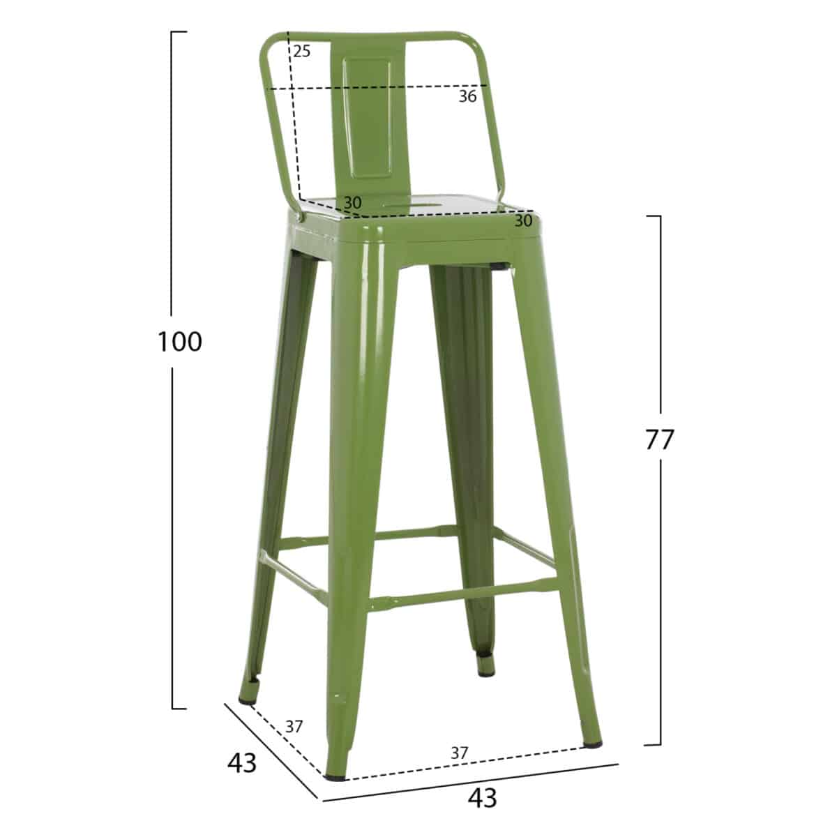 ΣΚΑΜΠΟ BAR ΜΕΤΑΛΛΙΚΟ MELITA ME ΠΛΑΤΗ ΣΕ LIGHT OLIVE GREEN HM8643.13 43Χ43Χ100Yεκ. - Image 2