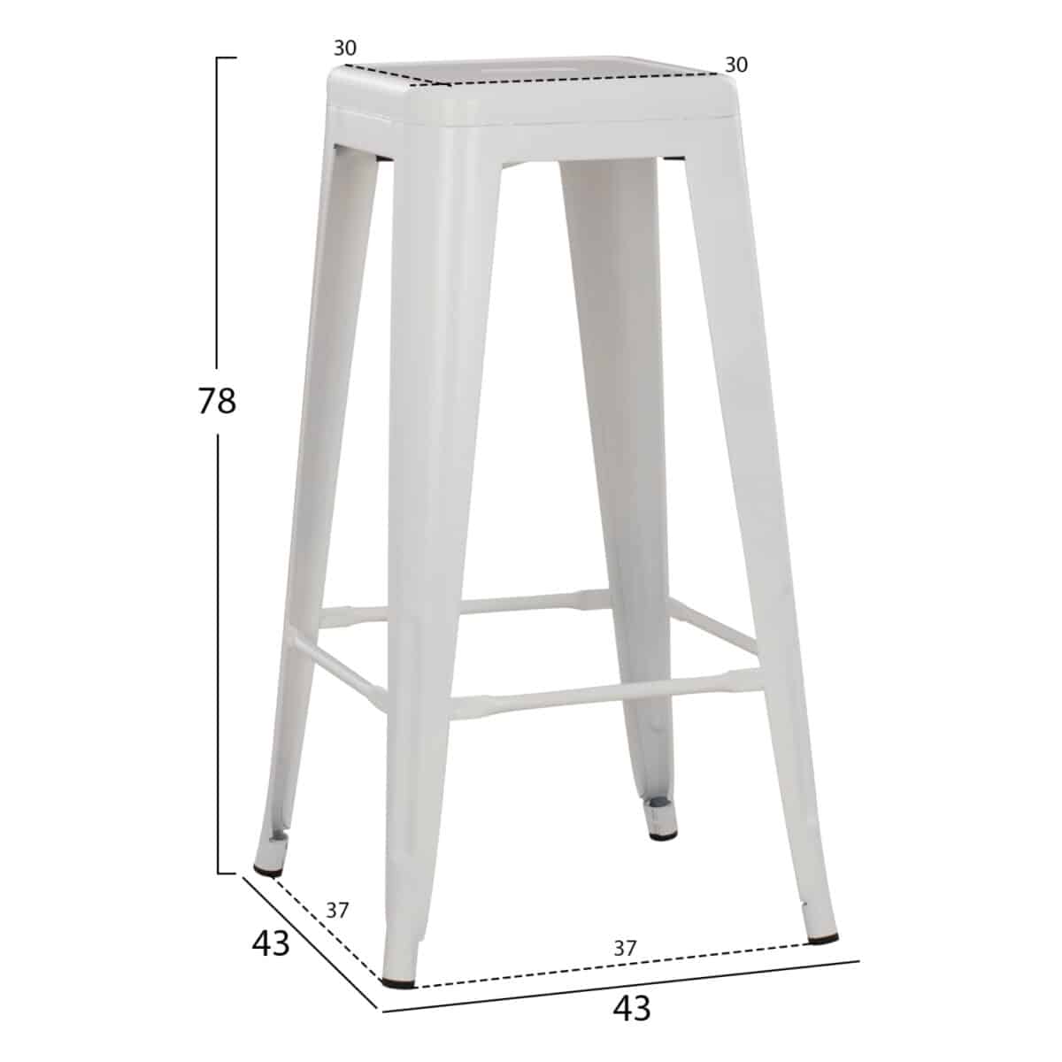 ΣΚΑΜΠΟ BAR ΜΕΤΑΛΛΙΚΟ MELITA ΣΕ ΛΕΥΚΟ ΜΑΤ HM8642.21 43x43x78 εκ. - Image 2