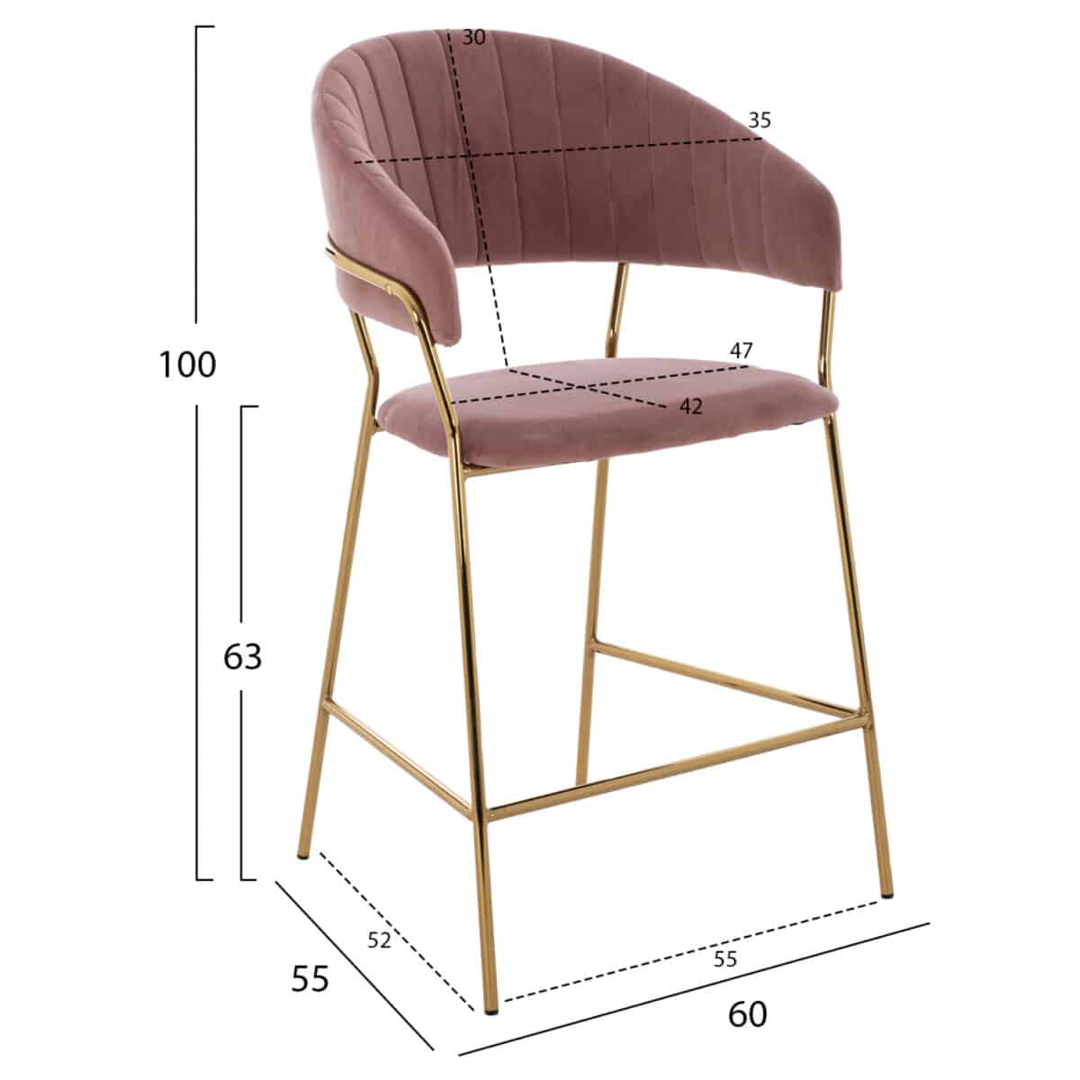 ΣΚΑΜΠΟ ΜΕΣΑΙΟΥ ΥΨΟΥΣ HM8734.02 THEODORE ΒΕΛΟΥΔΟ ΣΑΠΙΟ ΜΗΛΟ ΕΠΙΧΡΥΣΟ ΣΚΕΛΕΤΟ 60x55x100Y εκ. - Image 2