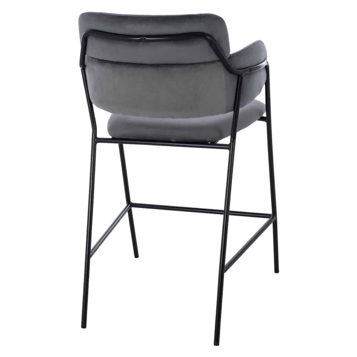 ΣΚΑΜΠΟ ΜΕΣΑΙΟΥ ΥΨΟΥΣ HM8735.01 KELSO ΒΕΛΟΥΔΟ ΓΚΡΙ ΜΕ ΜΕΤΑΛΛΙΚΟ ΣΚΕΛΕΤΟ 54x58x95Υ εκ. - Image 5