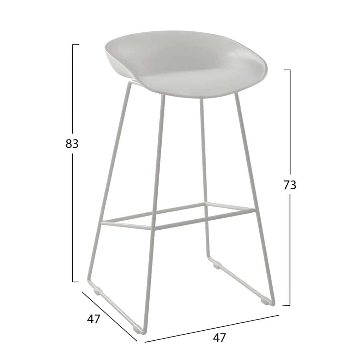 ΣΚΑΜΠΟ ΜΕΤΑΛΛΙΚΟ NAILA HM8450.01 ΜΕ ΚΑΘΙΣΜΑ PP ΛΕΥΚΟ 47x47x83 εκ. - Image 2