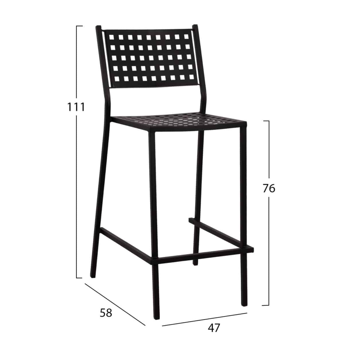 ΣΚΑΜΠΟ ΜΠΑΡ ΜΕΤΑΛΛΙΚΟ OLYMPIAS HM5528.01 ΣΕ ΜΑΥΡΗ ΑΠΟΧΡΩΣΗ 47x58x111 εκ. - Image 2