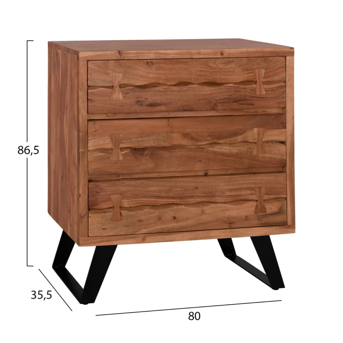 ΣΥΡΤΑΡΙΕΡΑ FANSI 3ΣΥΡΤΑΡΙΑ ΑΠΟ ΜΑΣΙΦ ΞΥΛΟ ΑΚΑΚΙΑΣ 80x35x86Υεκ. HM8474.11 - Image 2