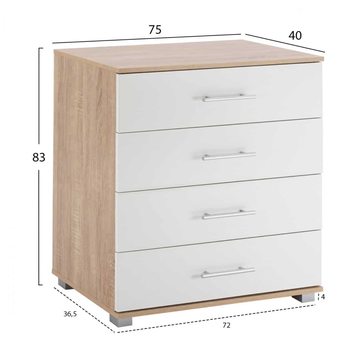 ΣΥΡΤΑΡΙΕΡΑ ΜΕΛΑΜΙΝΗΣ BRIANA HM2204.06 ME 4 ΣΥΡΤΑΡΙΑ SONAMA-ΛΕΥΚΟ 75x40x83Y εκ. - Image 2