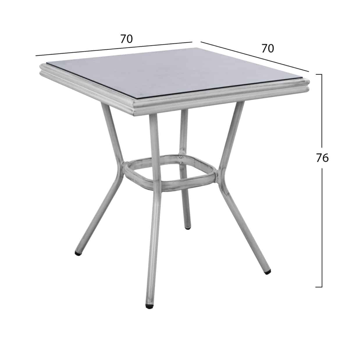 ΤΡΑΠΕΖΙ ΑΛΟΥΜΙΝΙΟΥ HARLOW 70X70X76 BAMBOO LOOK HM5568.01 ΛΕΥΚΗ ΠΑΤΙΝΑ ΜΕ ΓΥΑΛΙ - Image 2