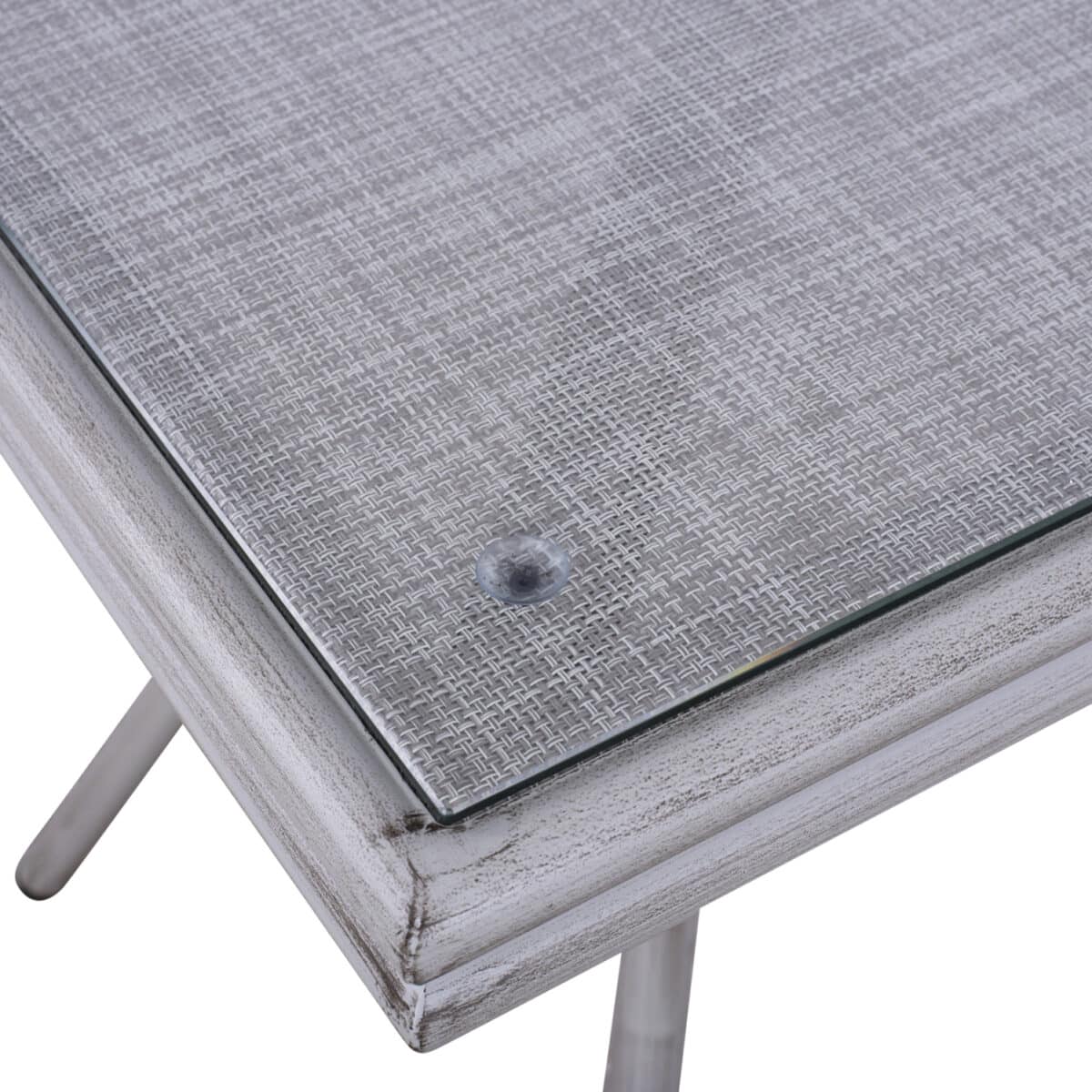 ΤΡΑΠΕΖΙ ΑΛΟΥΜΙΝΙΟΥ HARLOW 70X70X76 BAMBOO LOOK HM5568.01 ΛΕΥΚΗ ΠΑΤΙΝΑ ΜΕ ΓΥΑΛΙ - Image 4