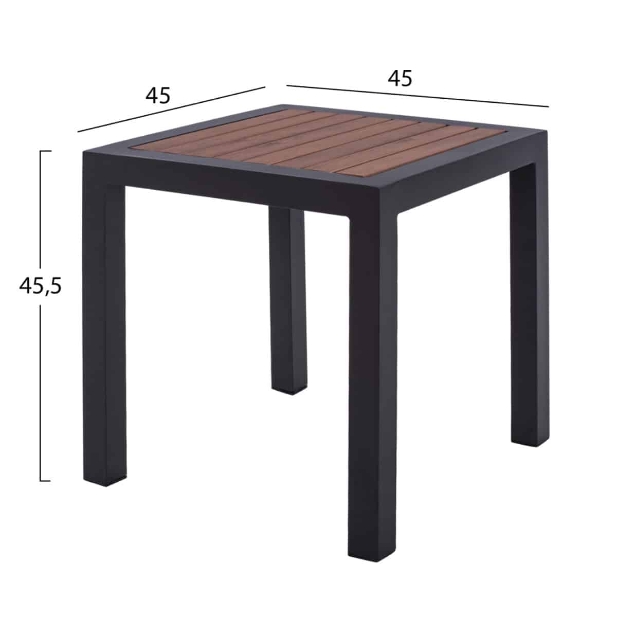 ΤΡΑΠΕΖΙ ΑΛΟΥΜΙΝΙΟΥ SABRA HM5403.02 ΓΚΡΙ ΜΕ POLYWOOD 45Χ45X45,5 εκ. - Image 2