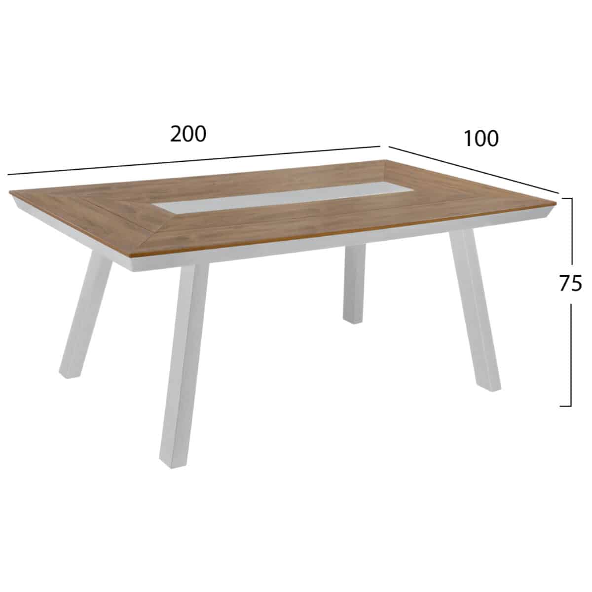ΤΡΑΠΕΖΙ ΑΛΟΥΜΙΝΙΟΥ TABER HM5131.11 ΛΕΥΚΟ ΜΕ POLYWOOD TOP 200x100x75Υεκ - Image 2