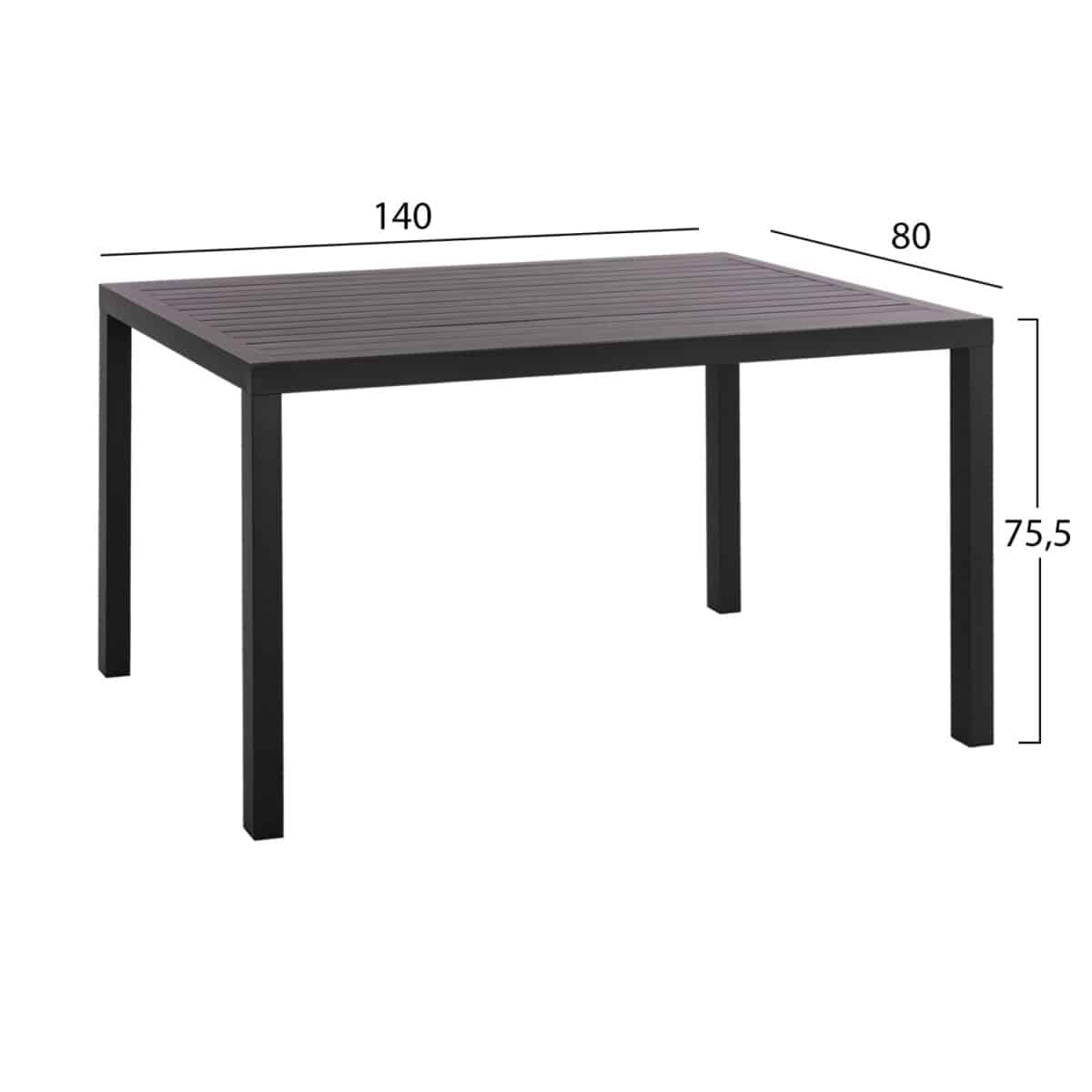ΤΡΑΠΕΖΙ ΤΡΑΠΕΖΑΡΙΑΣ ΑΛΟΥΜΙΝΙΟΥ SAHIRA HM5571.02 ΑΝΘΡΑΚΙ 140Χ80X75,5Υεκ. - Image 2