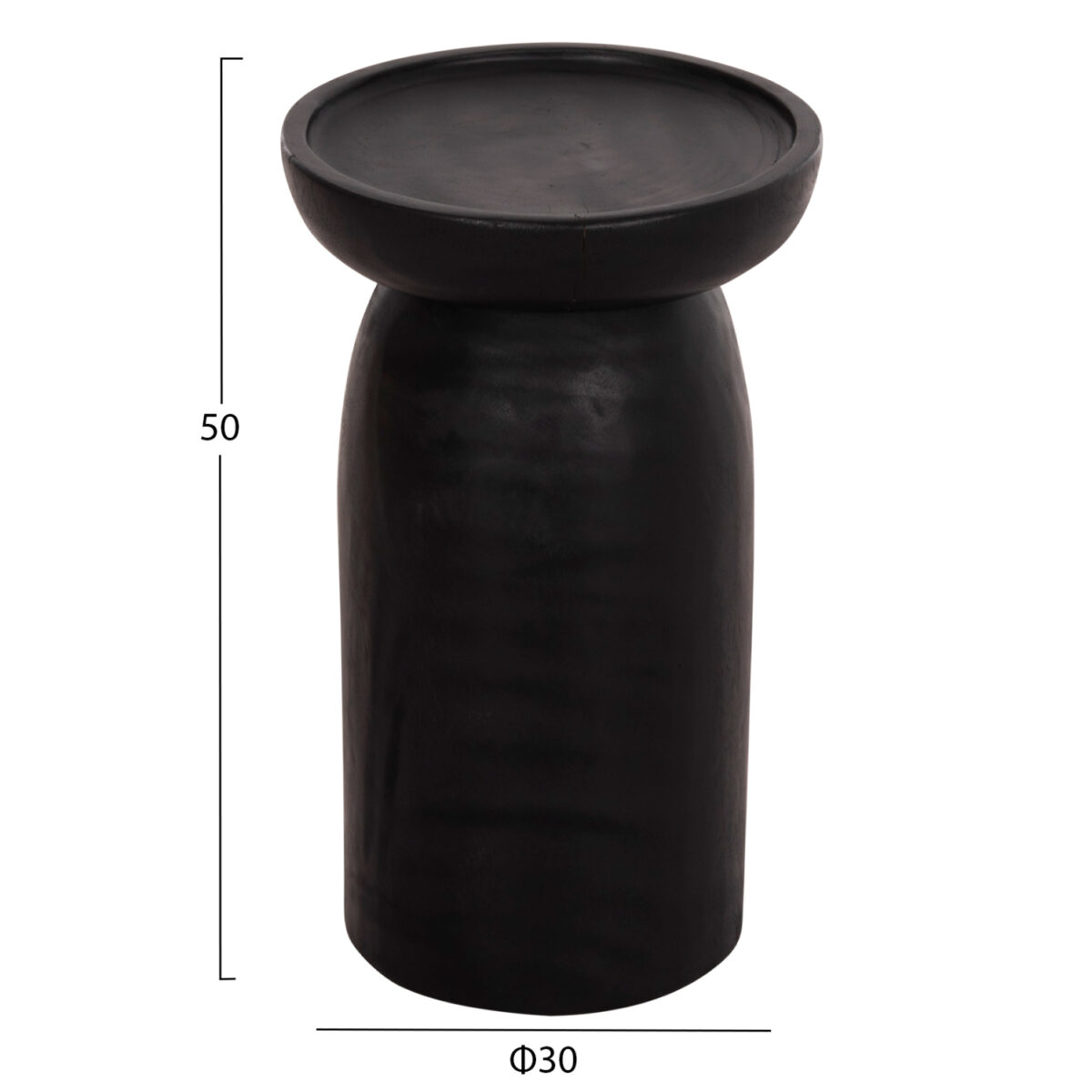 trapezi-boithitiko-fb9989912-masif-xylo-1 ΤΡΑΠΕΖΙ ΒΟΗΘΗΤΙΚΟ LOKI HM9899.12 ΜΑΣΙΦ ΞΥΛΟ SUAR ΣΕ ΜΑΥΡΟ Φ30x50Υεκ. - Image 2