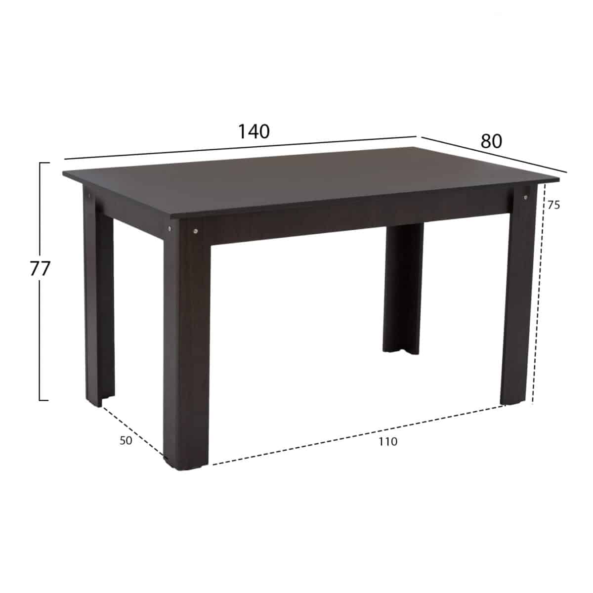 ΤΡΑΠΕΖΙ ΚΟΥΖΙΝΑΣ KELVIN 140x80x77Υεκ. WENGE HM2429.02 - Image 2