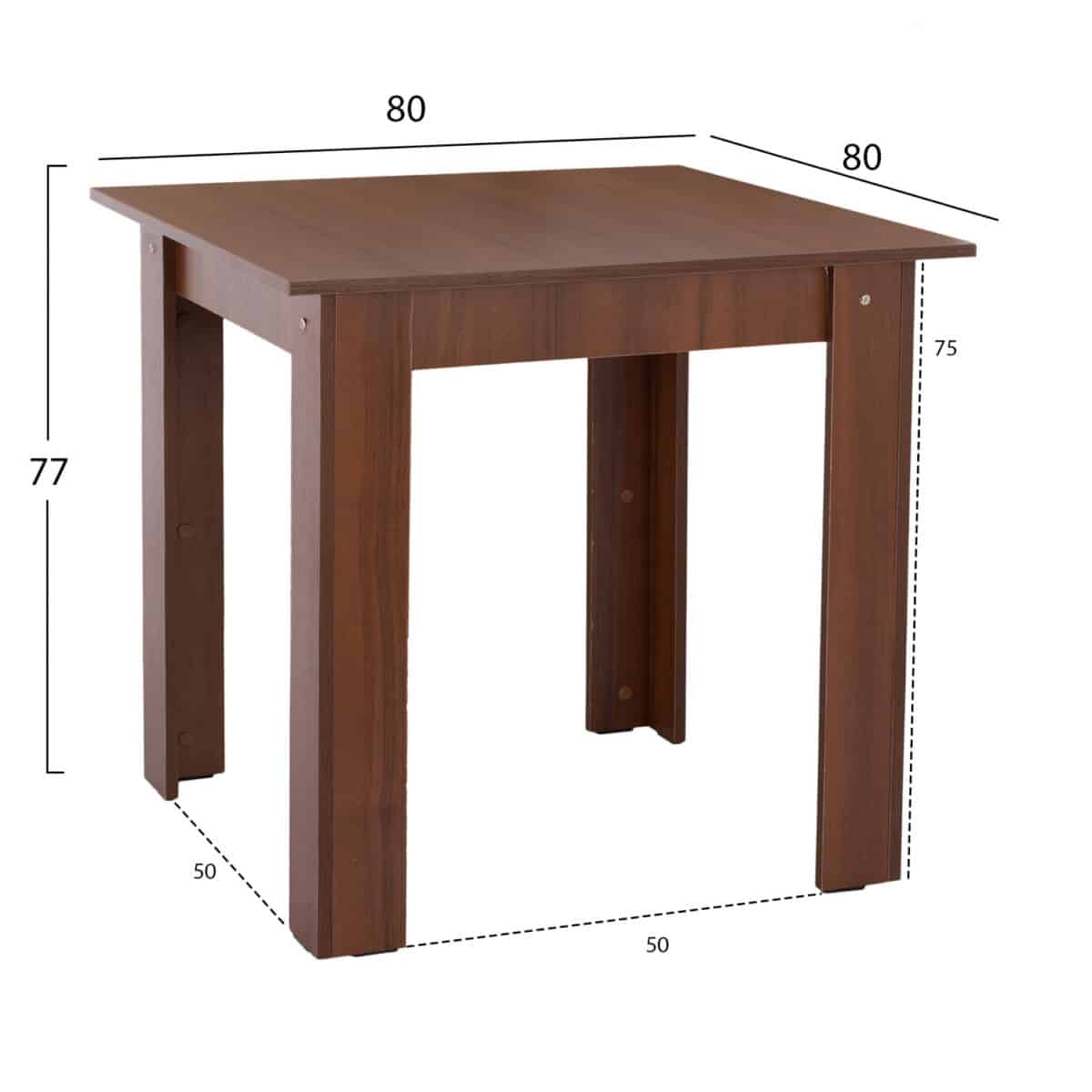 trapezi-koyzinas-80x80x77yek-karydi-fb92-1 ΤΡΑΠΕΖΙ ΚΟΥΖΙΝΑΣ KELVIN 80x80x77Υεκ. ΚΑΡΥΔΙ HM2427.04 - Image 2