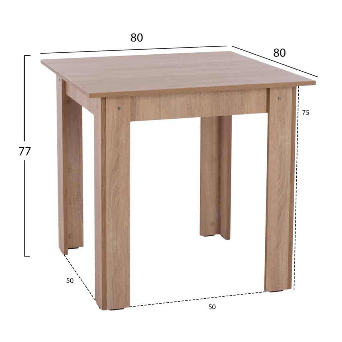 trapezi-koyzinas-80x80x77yek-sonama-oak-1 ΤΡΑΠΕΖΙ ΚΟΥΖΙΝΑΣ KELVIN HM2427.01, 80x80x77Υεκ., SONOMA OAK - Image 2