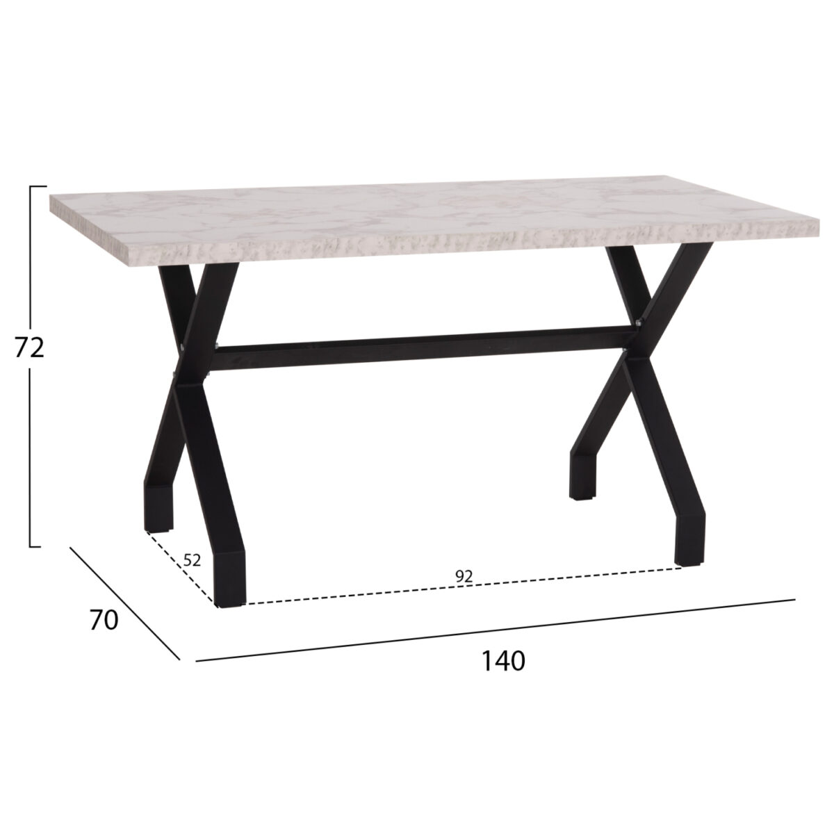 trapezi-koyzinas-fb91822101-melamini-ley-1 ΤΡΑΠΕΖΙ ΚΟΥΖΙΝΑΣ LANA HM18221.01 ΜΕΛΑΜΙΝΗ ΛΕΥΚΟ ΜΑΡΜΑΡΟ-ΜΑΥΡΑ ΜΕΤΑΛ.ΠΟΔΙΑ 140x70x72Υεκ - Image 2