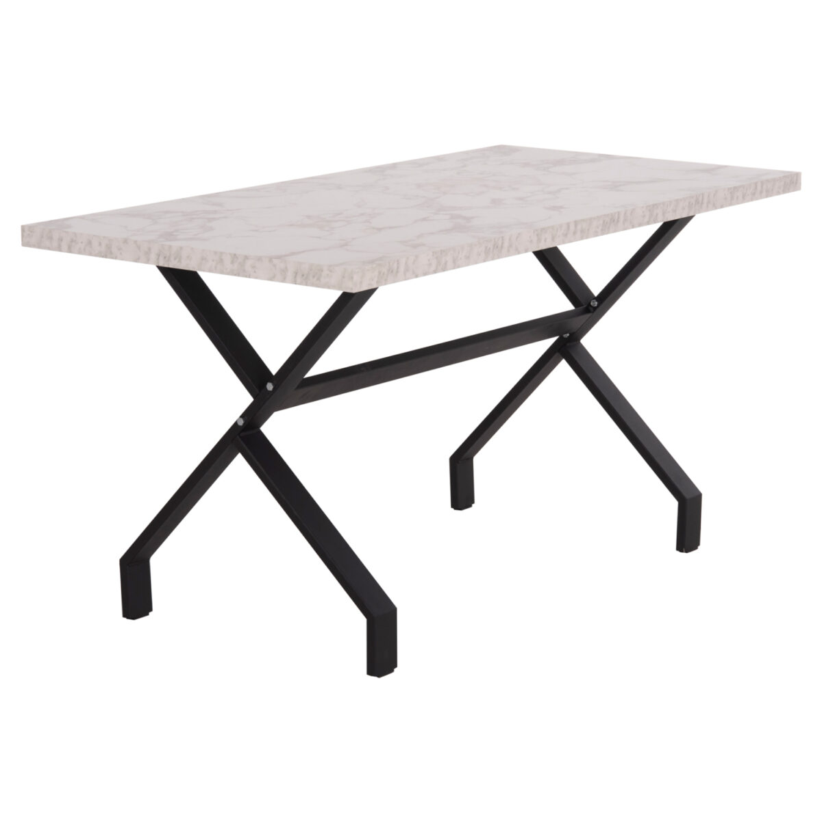 trapezi-koyzinas-fb91822101-melamini-ley-3 ΤΡΑΠΕΖΙ ΚΟΥΖΙΝΑΣ LANA HM18221.01 ΜΕΛΑΜΙΝΗ ΛΕΥΚΟ ΜΑΡΜΑΡΟ-ΜΑΥΡΑ ΜΕΤΑΛ.ΠΟΔΙΑ 140x70x72Υεκ - Image 4