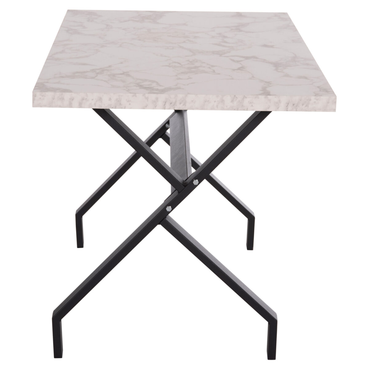 trapezi-koyzinas-fb91822101-melamini-ley-4 ΤΡΑΠΕΖΙ ΚΟΥΖΙΝΑΣ LANA HM18221.01 ΜΕΛΑΜΙΝΗ ΛΕΥΚΟ ΜΑΡΜΑΡΟ-ΜΑΥΡΑ ΜΕΤΑΛ.ΠΟΔΙΑ 140x70x72Υεκ - Image 5