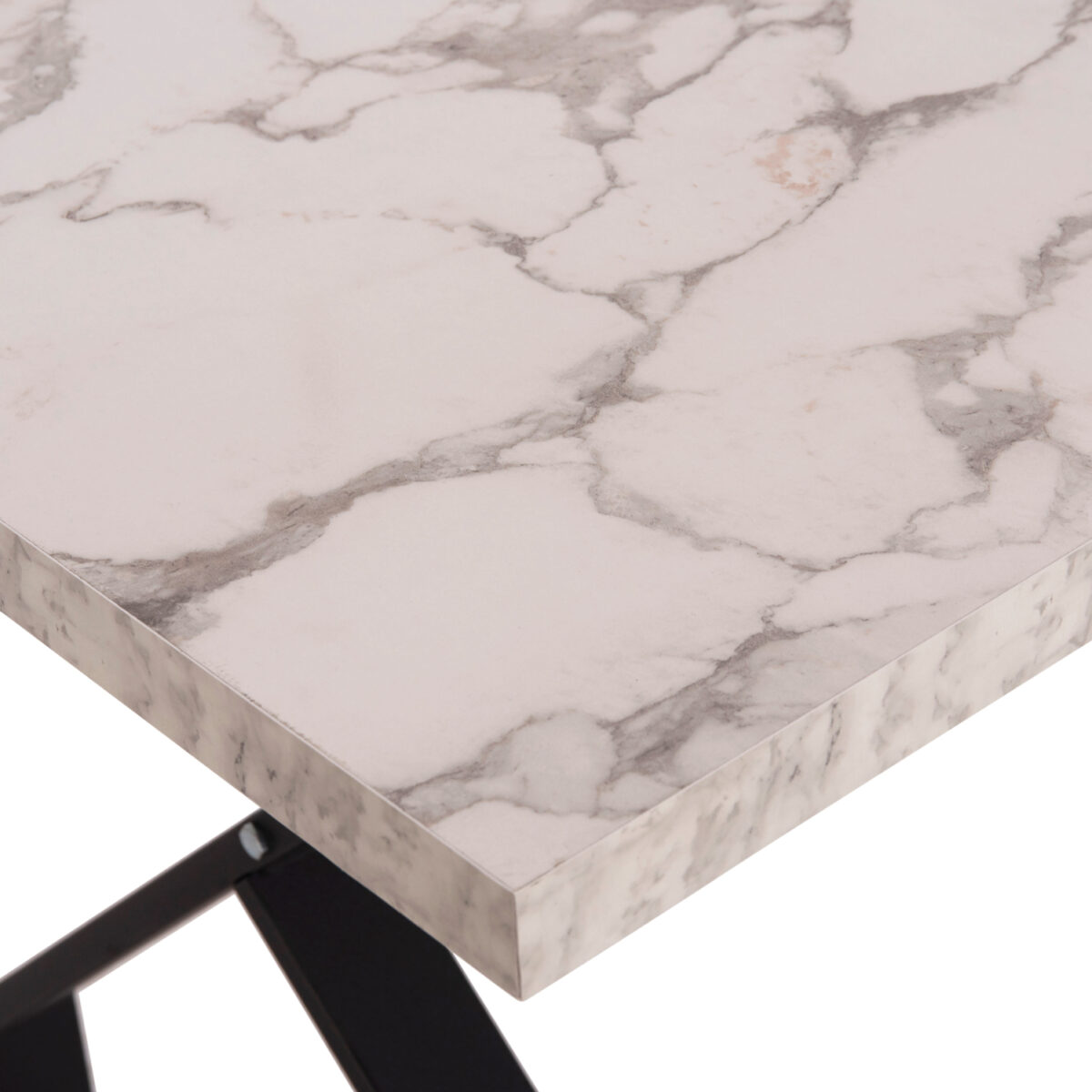 trapezi-koyzinas-fb91822101-melamini-ley-5 ΤΡΑΠΕΖΙ ΚΟΥΖΙΝΑΣ LANA HM18221.01 ΜΕΛΑΜΙΝΗ ΛΕΥΚΟ ΜΑΡΜΑΡΟ-ΜΑΥΡΑ ΜΕΤΑΛ.ΠΟΔΙΑ 140x70x72Υεκ - Image 6