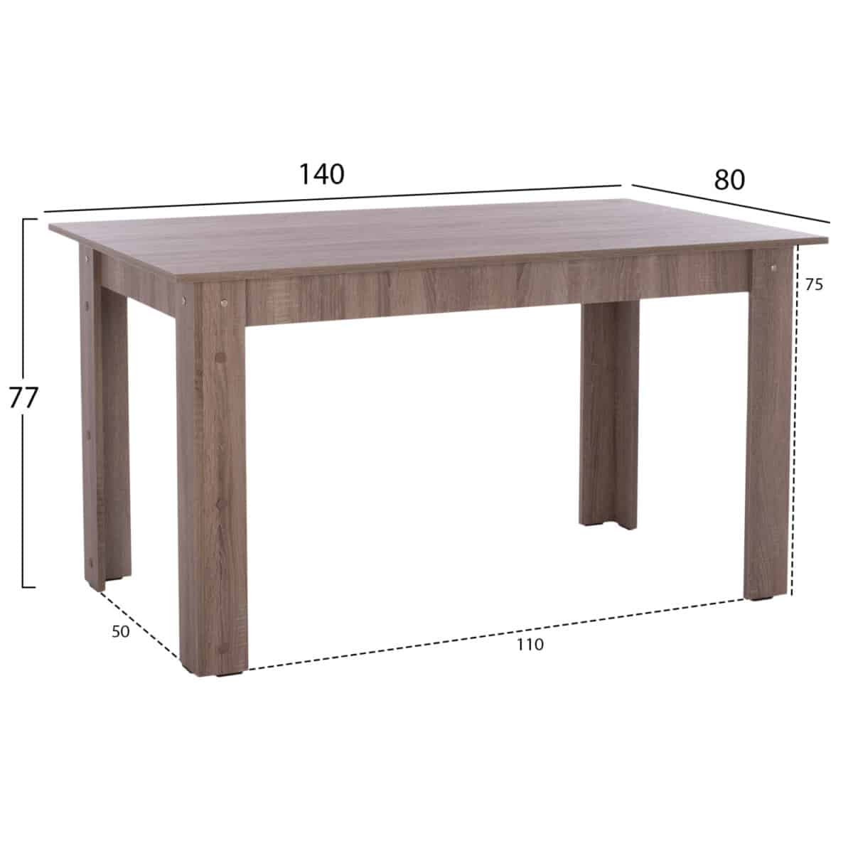 trapezi-koyzinas-sonama-oak-truffle-140x-1 ΤΡΑΠΕΖΙ ΚΟΥΖΙΝΑΣ KELVIN, 140x80x77Υ εκ., SONAMA OAK TRUFFLE, HM2429.05 - Image 2