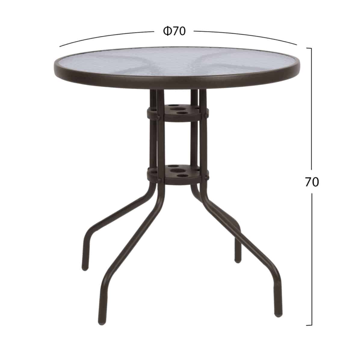 ΤΡΑΠΕΖΙ LIMA Φ70Χ70Υεκ. ΜΕΤΑΛΛΙΚΟ ΚΑΦΕ ΜΕ ΓΥΑΛΙΝΗ ΕΠΙΦΑΝΕΙΑ HM5146.02 - Image 2