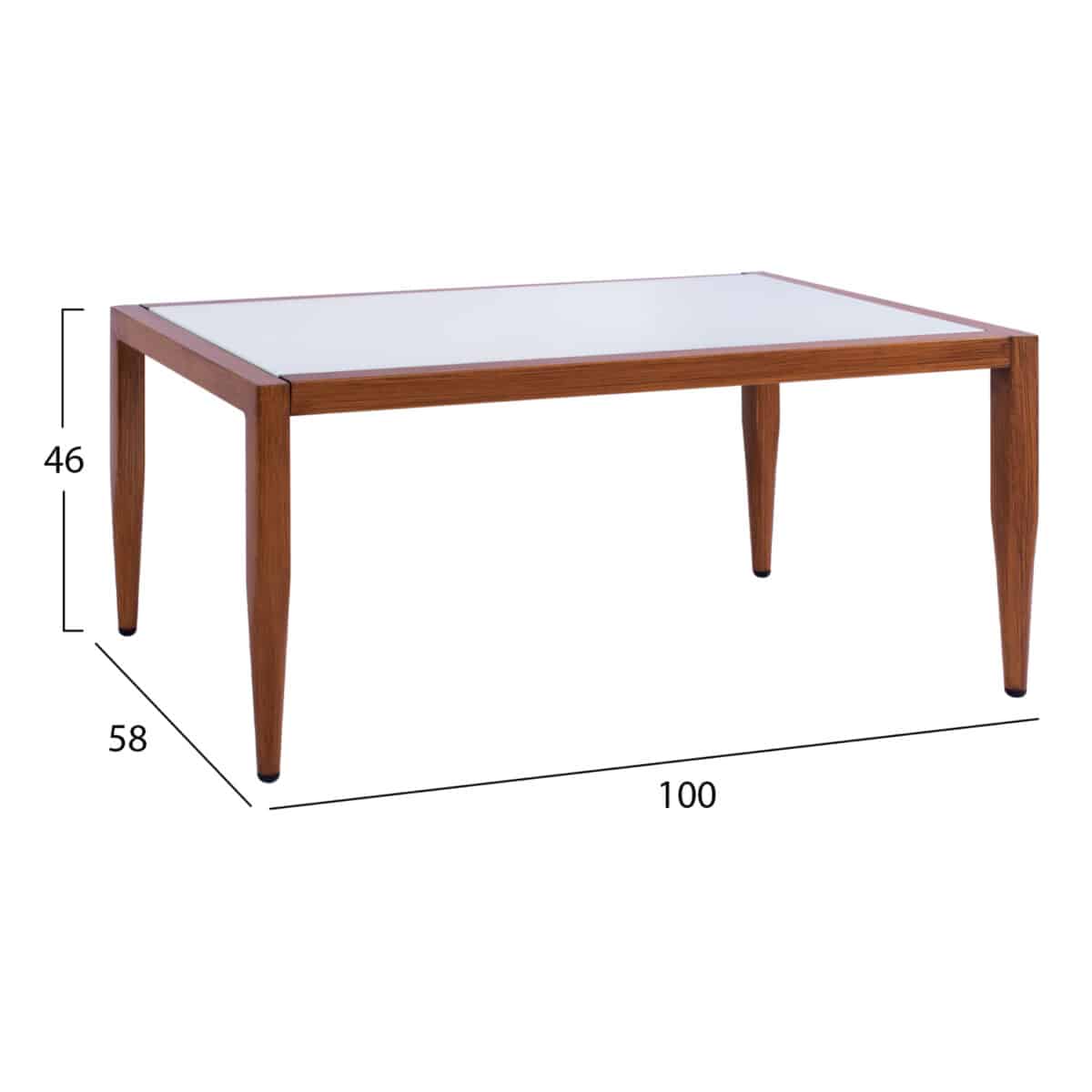 ΤΡΑΠΕΖΙ MEIR ΣΑΛΟΝΙΟΥ ΑΛΟΥΜΙΝΙΟΥ BAMBOO LOOK ΜΕ ΓΥΑΛΙ 100Χ58Χ46 HM5551.01 - Image 2