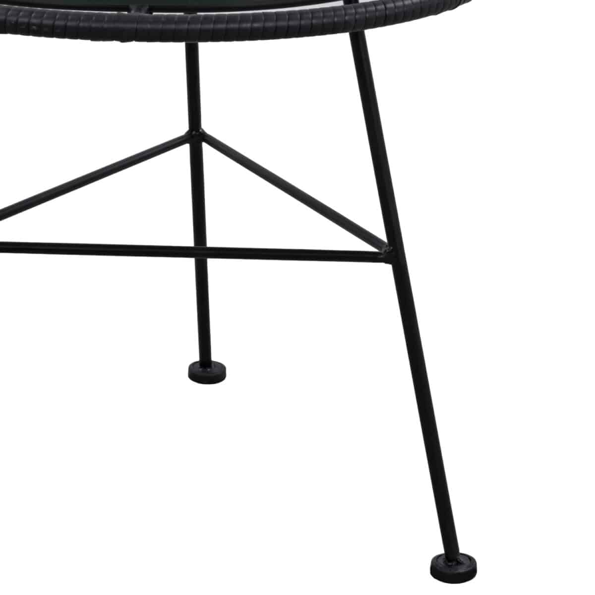 ΤΡΑΠΕΖΙ ΜΕΤΑΛΛΙΚΟ ALLEGRA ΜΕ WICKER ΣΕ ΜΑΥΡΗ ΑΠΟΧΡΩΣΗ ΚΑΙ ΓΥΑΛΙ HM5459.02  Φ45x46εκ - Image 5