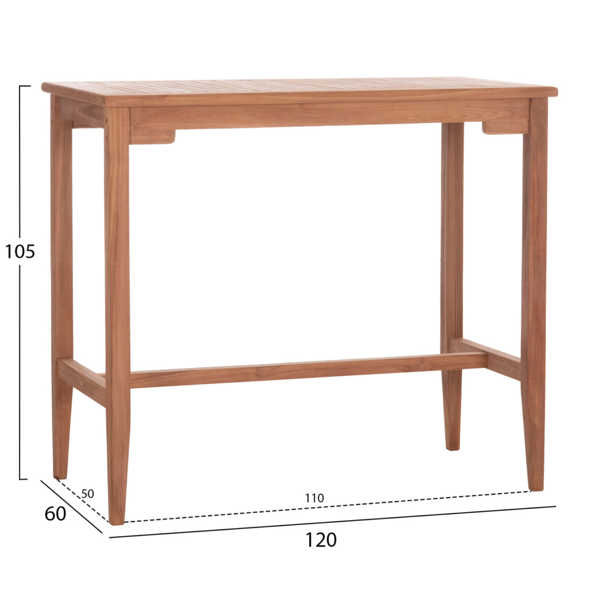 ΤΡΑΠΕΖΙ ΜΠΑΡ CRANSTON HM18111 ΞΥΛΟ ΤΕΑΚ--ΦΥΣΙΚΟ ΧΡΩΜΑ 120x60x105Υεκ. - Image 2