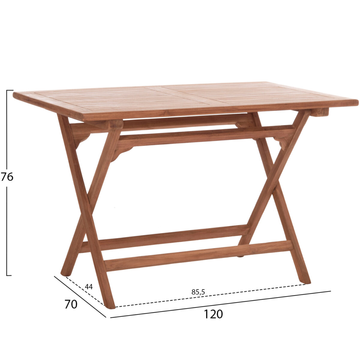 ΤΡΑΠΕΖΙ ΠΤΥΣΣΟΜΕΝΟ ΟΡΘΟΓΩΝΙΟ ERIS HM18117 ΞΥΛΟ TEAK--ΦΥΣΙΚΟ 120x70x76Υεκ. - Image 2