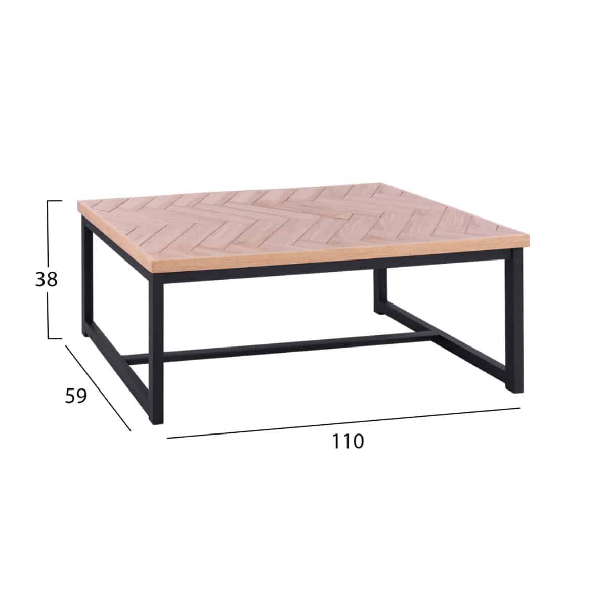 ΤΡΑΠΕΖΙ ΣΑΛΟΝΙΟΥ CHANELLE ΣΕ ΦΥΣΙΚΟ ΧΡΩΜΑ ΜΕ ΜΑΥΡΑ ΠΟΔΙΑ 110x59x38Y εκ. HM8648 - Image 2