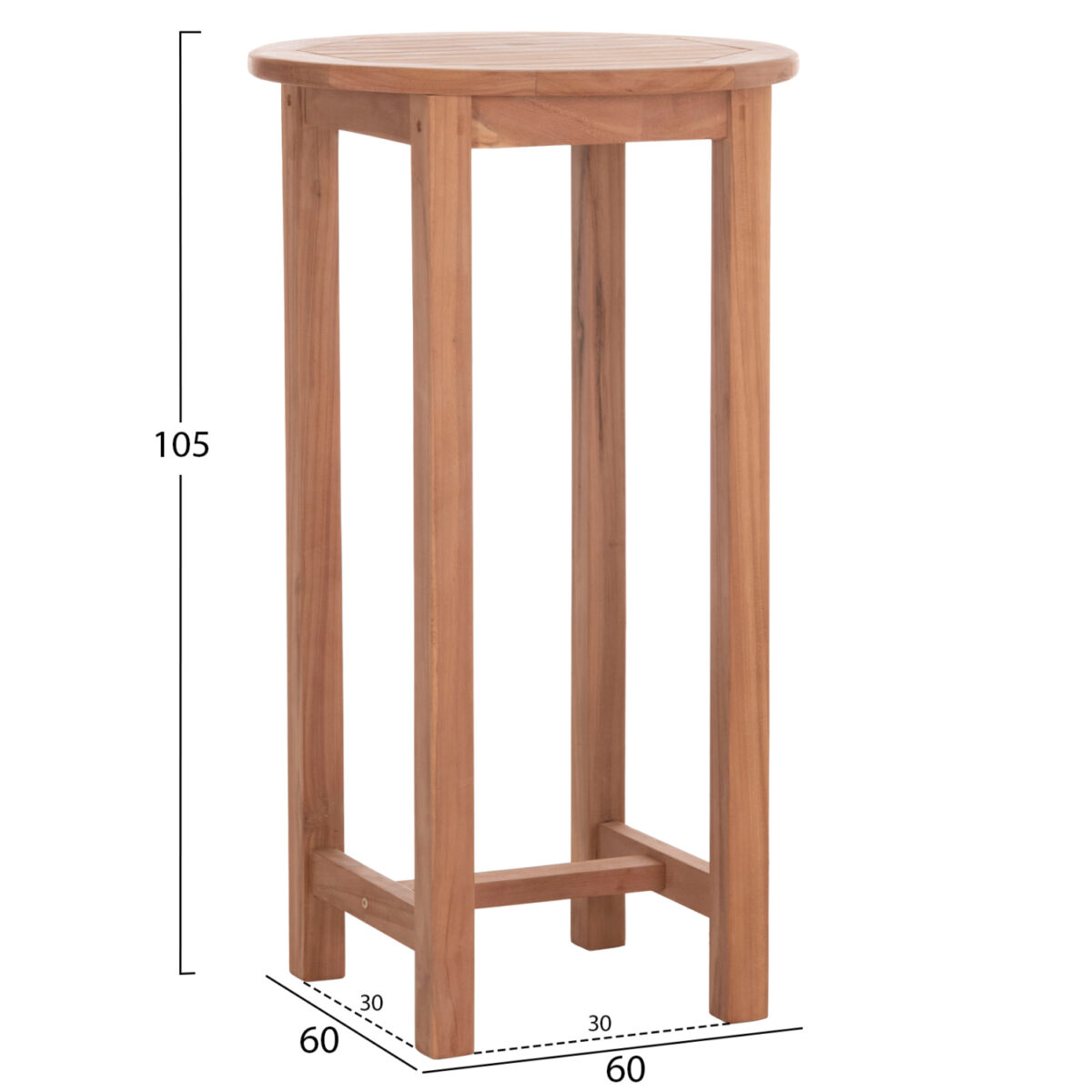 ΤΡΑΠΕΖΙ/ΣΤΑΝΤ ΜΠΑΡ ΣΤΡΟΓΓΥΛΟ PRESSCOT HM18114 ΞΥΛΟ TEAK--ΦΥΣΙΚΟ Φ60x105Υεκ. - Image 2