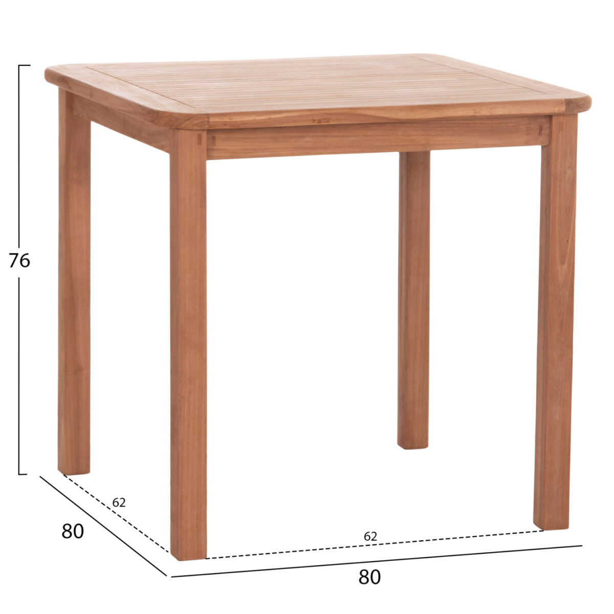 ΤΡΑΠΕΖΙ ΤΕΤΡΑΓΩΝΟ PRESSCOT HM18122 ΞΥΛΟ TEAK--ΦΥΣΙΚΟ 80x80x76Υεκ. - Image 2