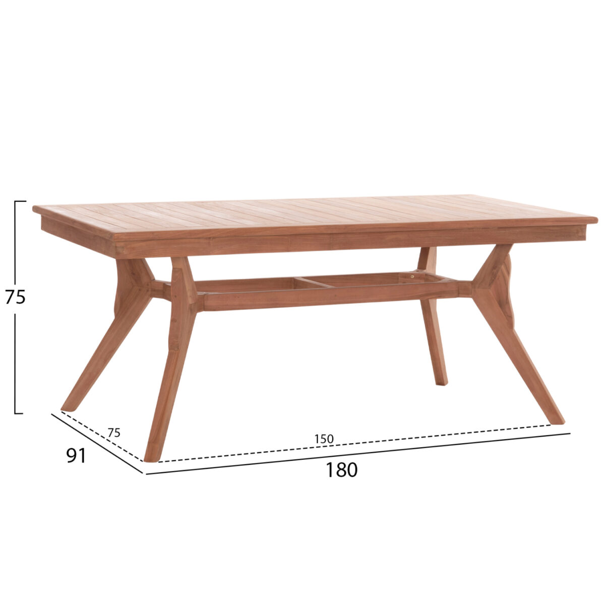 trapezi-trapezarias-fb918116-xylo-teak-f-1 ΤΡΑΠΕΖΙ ΤΡΑΠΕΖΑΡΙΑΣ WONDER HM18116 ΞΥΛΟ TEAK--ΦΥΣΙΚΟ 180x91x75Υεκ. - Image 2