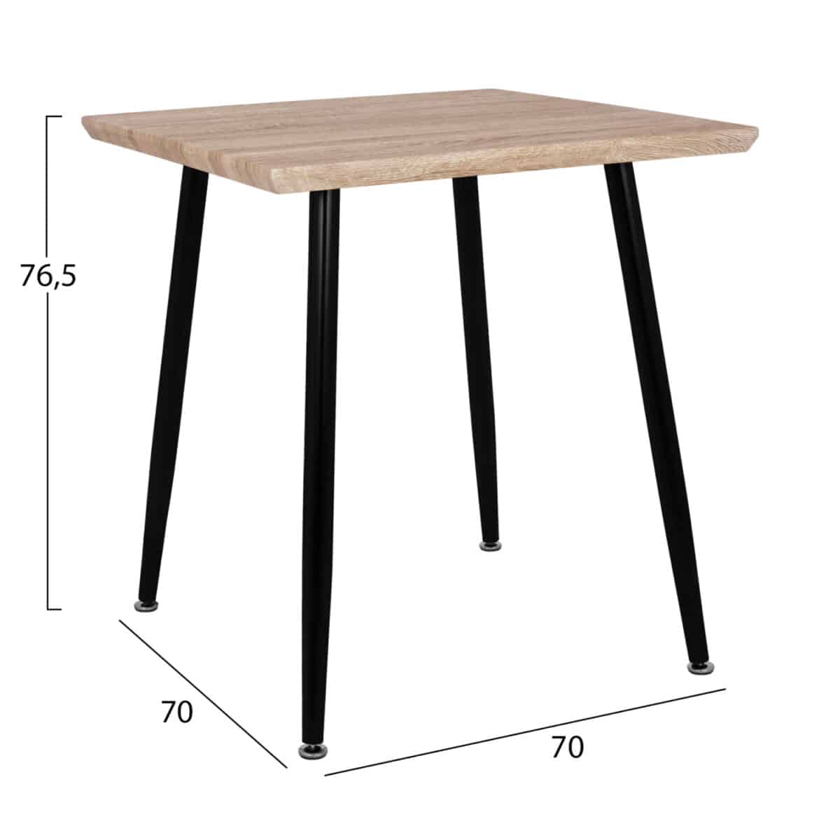 trapezi-trapezarias-fb9833501-70ch70x765-1 ΤΡΑΠΕΖΙ ΤΡΑΠΕΖΑΡΙΑΣ PALOMA HM8335.01, 70Χ70X76.5, SONOMA, ΜΑΥΡΑ ΠΟΔΙΑ - Image 2