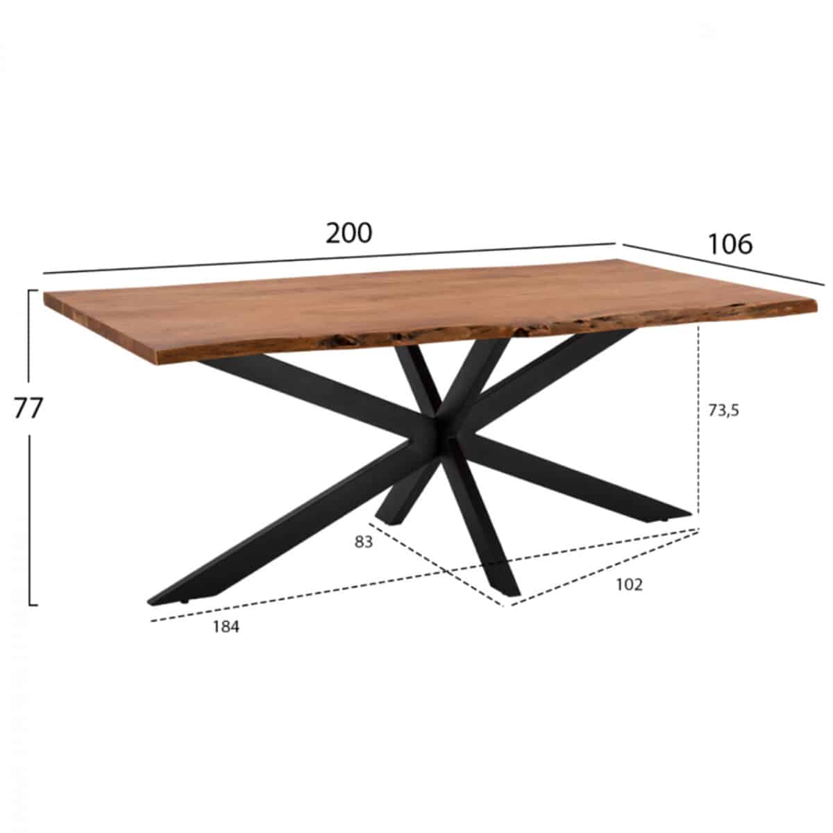 trapezi-trapezarias-masif-akakias-hm8716-1 ΤΡΑΠΕΖΙ ΤΡΑΠΕΖΑΡΙΑΣ MONTANA SUPERIOR ΜΑΣΙΦ ΑΚΑΚΙΑΣ HM8716.11 200x85-110x77Υεκ. - Image 2