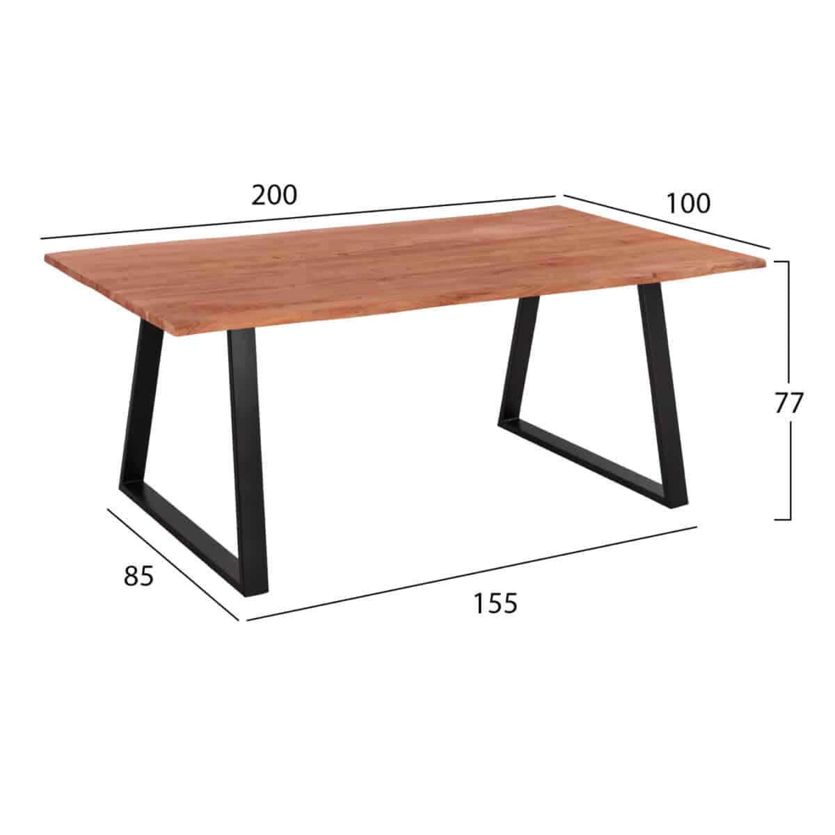 trapezi-trapezarias-slim-fb9850111-apo-m-1 ΤΡΑΠΕΖΙ ΤΡΑΠΕΖΑΡΙΑΣ SOFIA SLIM HM8501.11 ΑΠΟ ΜΑΣΙΦ ΞΥΛΟ ΑΚΑΚΙΑΣ 200x100x77Υ εκ. - Image 2