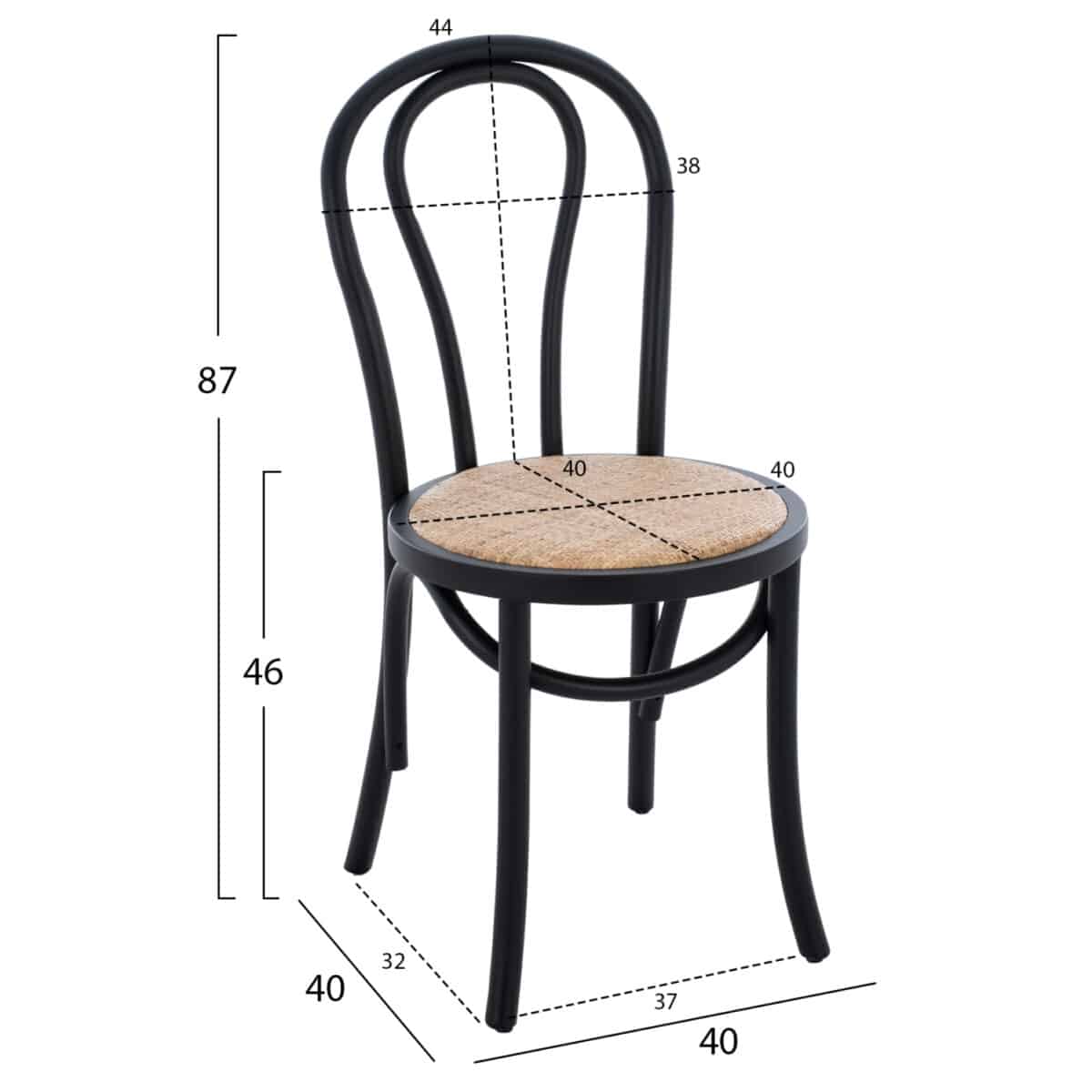 ΞΥΛΙΝΗ ΚΑΡΕΚΛΑ MONTREAL ΤΥΠΟΥ ΒΙΕΝΝΗΣ HM8914.02 ΑΠΟ ΞΥΛΟ ΟΞΙΑΣ ΣΕ ΧΡΩΜΑ ΜΑΥΡΟ 40x40x87Υ εκ. - Image 2