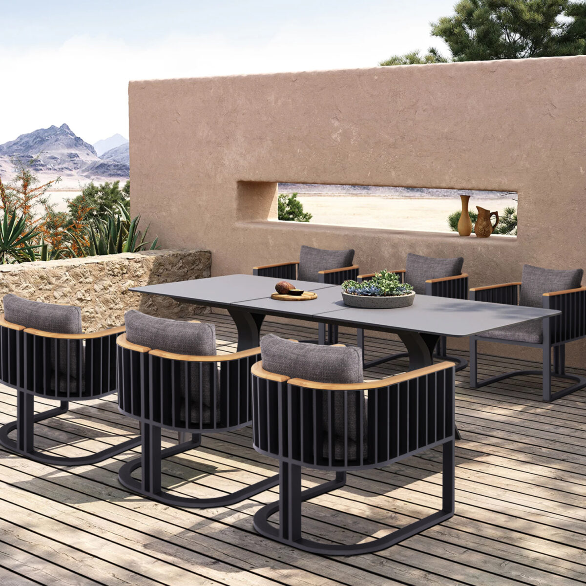 ΕΠΕΚΤΕΙΝΟΜΕΝΟ ΤΡΑΠΕΖΙ ΕΞ.ΧΩΡΟΥ ANDROMEDA(S) SM6183.02 ΓΚΡΙ ΑΛΟΥΜ. & SINTERED STONE TOP 180 έως 240x100x76,5Υ - Image 2