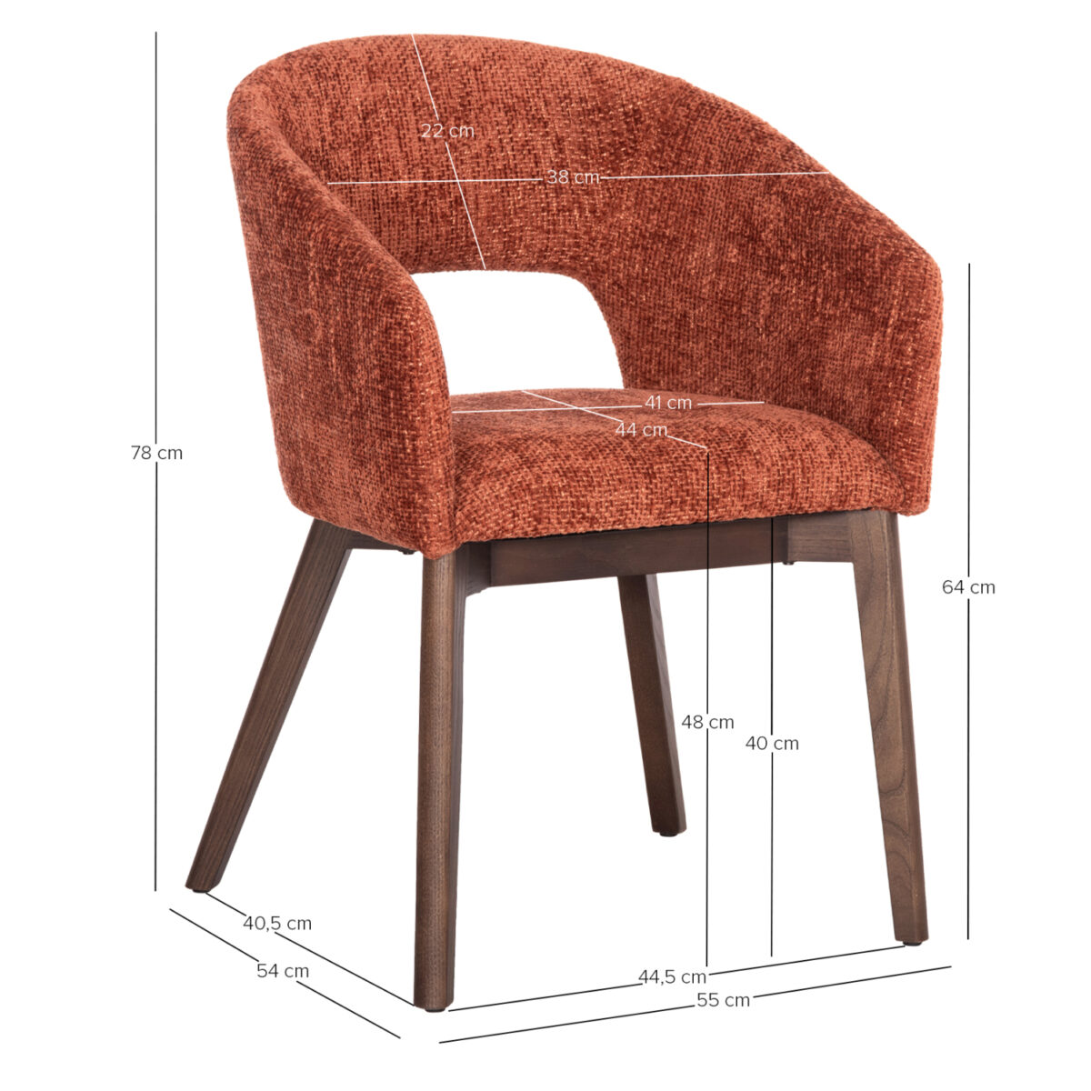 ΚΑΡΕΚΛΑ ΤΡΑΠΕΖΑΡΙΑΣ EMPIRE SM18103 ΥΦΑΣΜΑ ΠΟΡΤΟΚΑΛΙ-ΠΟΔΙΑ ΦΡΑΞΙΝΟΥ ΣΕ ΚΑΡΥΔΙ 55x54x78Υεκ - Image 2