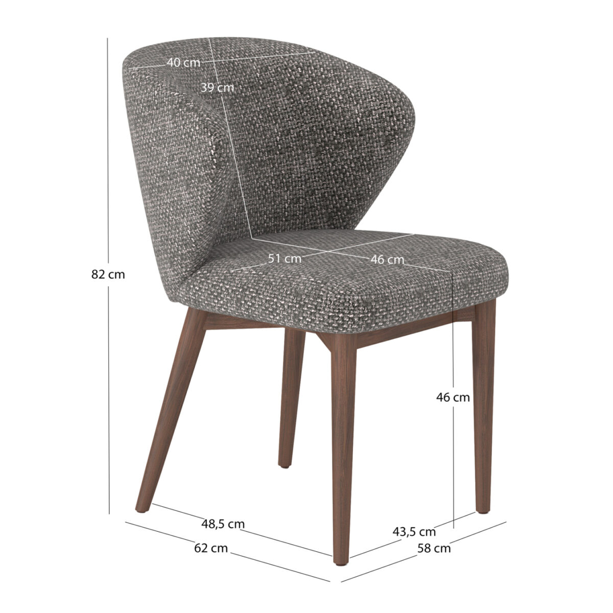 Καρέκλα Τραπεζαρίας Swaive SM18105.02 ύφασμα Γκρι-Πόδια Φράξινου 57x61x81Υεκ. - Image 2