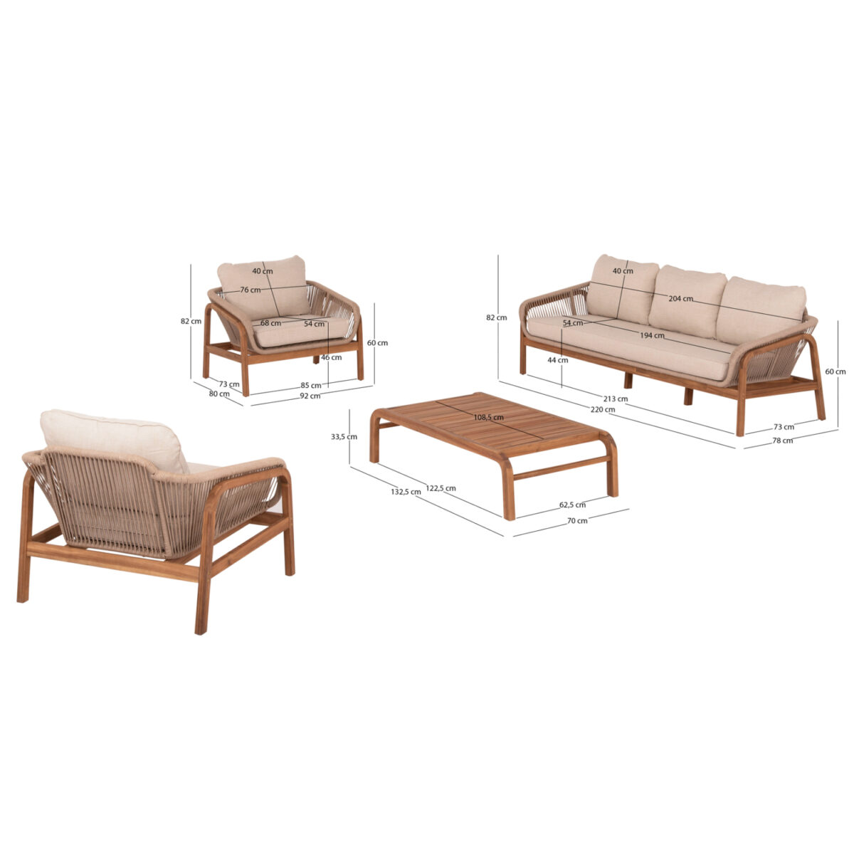 ΣΕΤ ΣΑΛΟΝΙ ΕΞ.ΧΩΡΟΥ 4ΤΜΧ ΣΕΙΡΑ OASIS SM6224 ΞΥΛΟ ΑΚΑΚΙΑΣ-ΑΛΟΥΜΙΝΙΟ & ΣΧΟΙΝΙ ΜΠΕΖ - Image 2