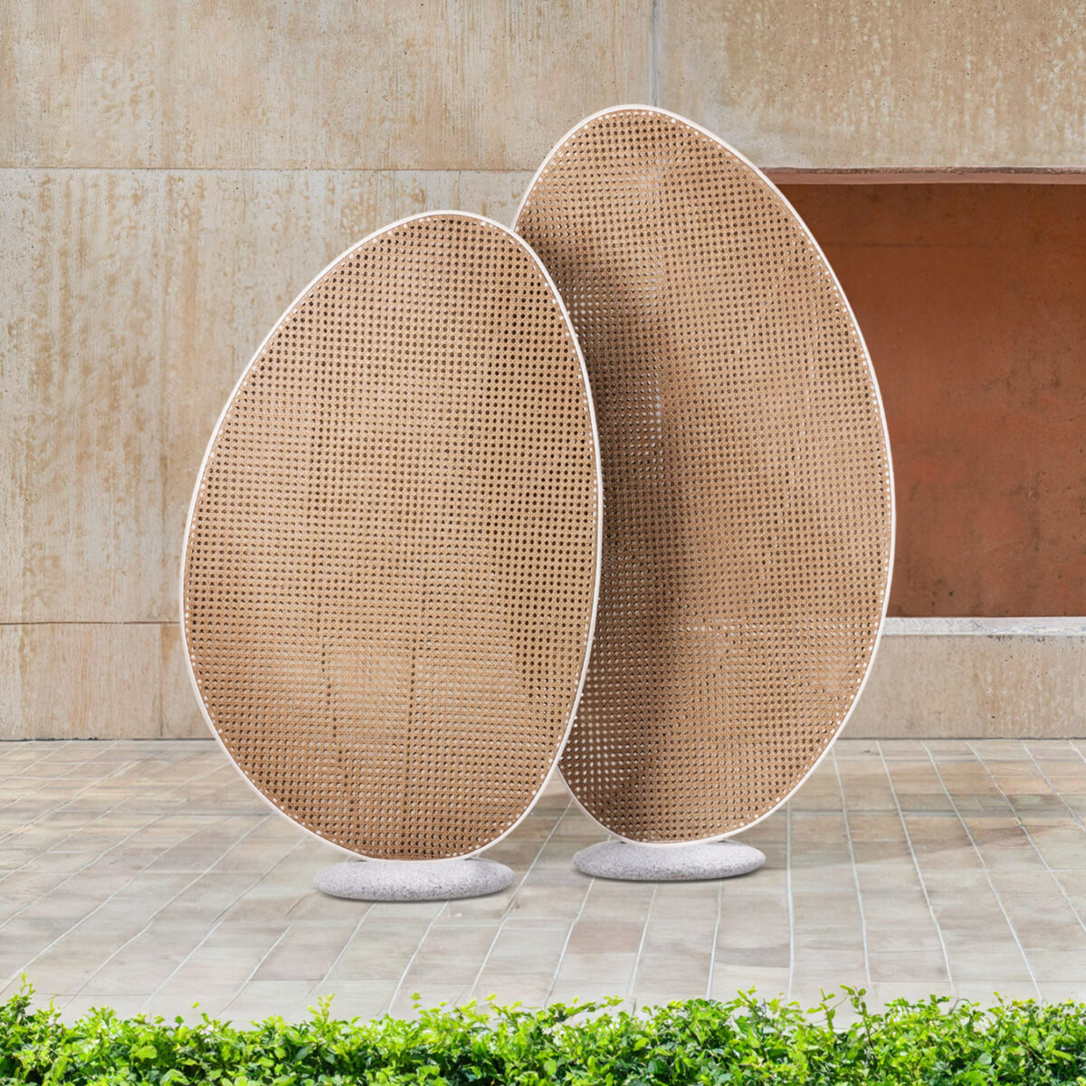 ΠΑΡΑΒΑΝ ΑΛΟΥΜΙΝΙΟΥ KOMORABI (L) SM6180.01 ΕΚΡΟΥ ΣΚΕΛΕΤΟΣ-WICKER ΜΠΕΖ 106,5x4x195,5Υεκ - Image 2