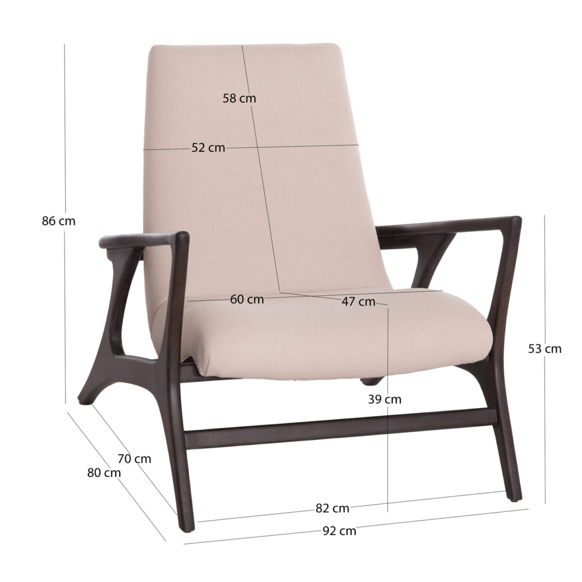 1 ΠΟΛΥΘΡΟΝΑ LOUNGE ARYA SM9969 ΞΥΛΟ TEAK ΣΕ ΜΑΥΡΟ-ΕΚΡΟΥ ΜΠΟΥΚΛΕ ΥΦΑΣΜΑ 92x80x86Υεκ. - Image 2