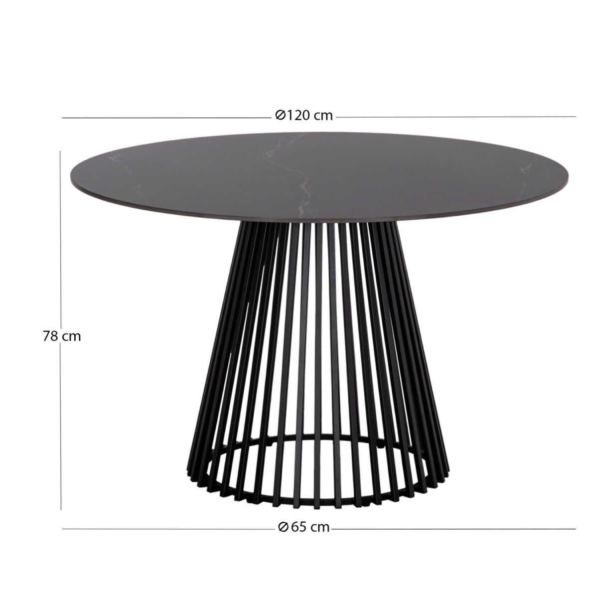1 ΤΡΑΠΕΖΙ ΤΡΑΠΕΖΑΡΙΑΣ ΣΤΡΟΓΓΥΛΟ MEMNON SM18099 ΚΕΡΑΜΙΚΟ-ΜΕΤΑΛΛΟ ΣΕ ΜΑΥΡΟ Φ120x76Υεκ - Image 2